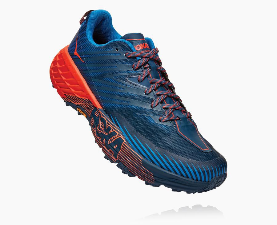 Hoka One One Trainers Mens Blue/Red - Speedgoat 4 - 09412WCYI